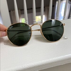 Ray-Ban Gold Frame Sunglasses with Green Lenses
